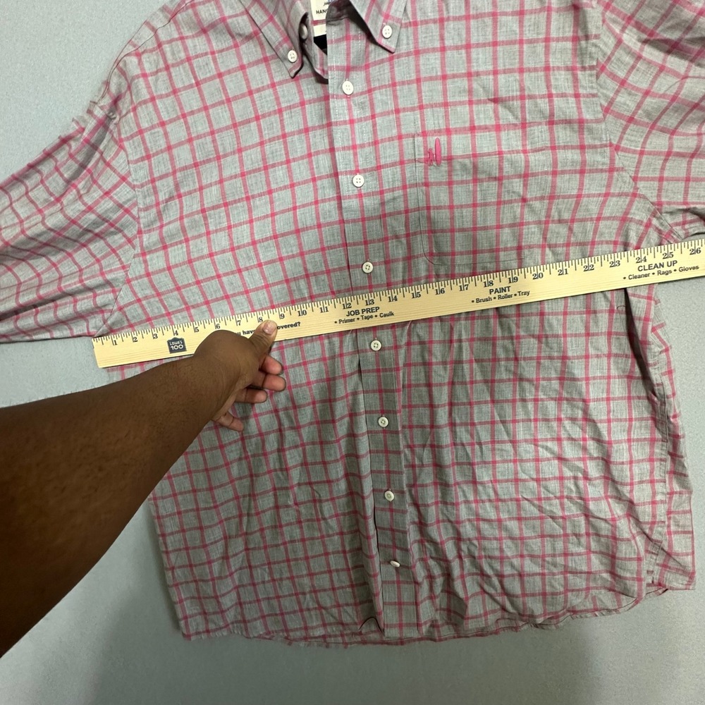 Johnnie-O Hangin Out Mens XL Grey Pink Plaid Button Down Shirt Long Sleeve LS - Picture 4 of 6